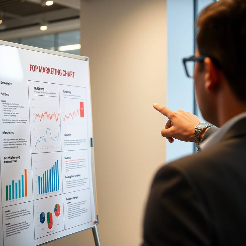 A person pointing to a marketing chart, representing digital marketing course