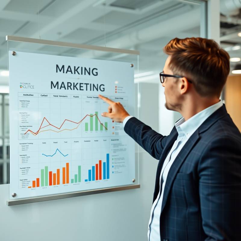 A person pointing to a marketing chart, representing digital marketing course