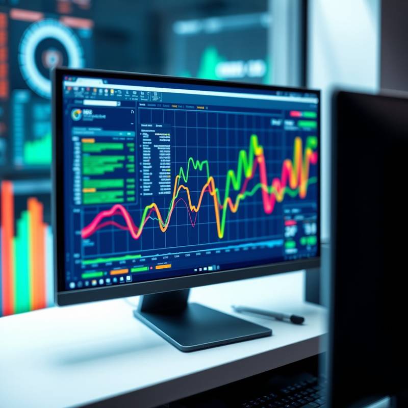 Data visualization graph on a computer screen, representing data science course