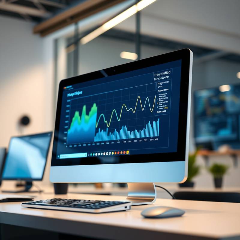Data visualization graph on a computer screen, representing data science course