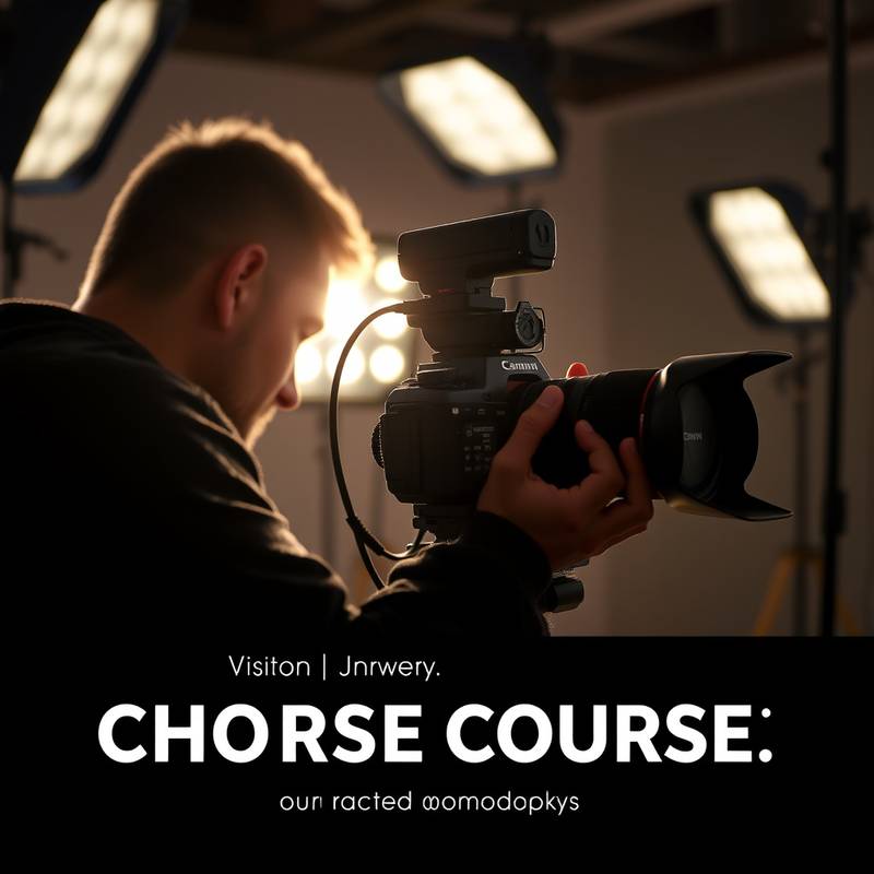 Photographer taking a picture with a professional camera, representing photography course